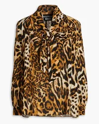 Moschino Pussy-bow leopard-print silk crepe de chine blouse - Animal print Animal