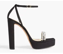 Agnes crystal-embellished faille platform sandals - Black