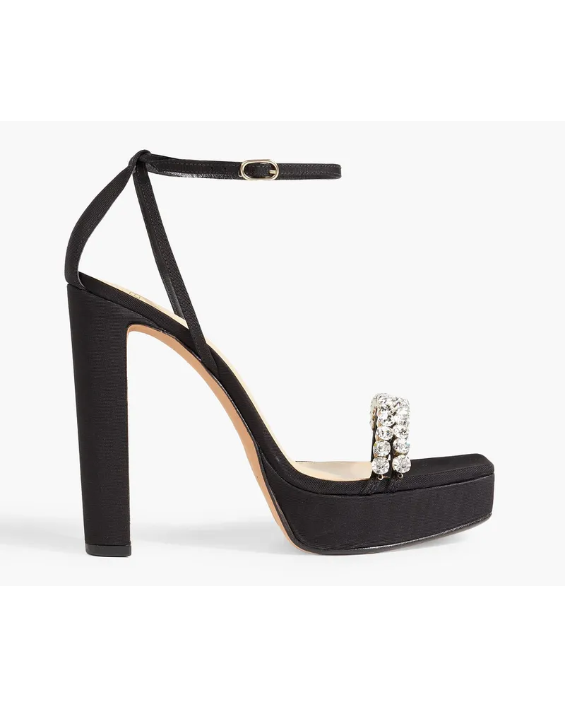 Alexandre Birman Agnes crystal-embellished faille platform sandals - Black Black