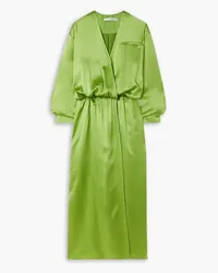 Christopher Esber Verdant Falls wrap-effect silk-satin maxi shirt dress - Green Green