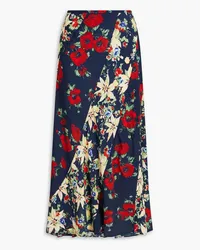 RIXO Hudson floral-print crepe de chine midi skirt - Blue Blue