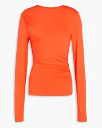 Victoria Beckham Ruched stretch-jersey top - Orange Orange