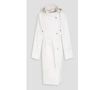Bead-embellished shell hooded raincoat - White