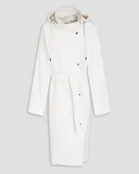 Brunello Cucinelli Bead-embellished shell hooded raincoat - White White