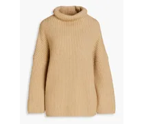 Ribbed alpaca-blend turtleneck sweater - Neutral