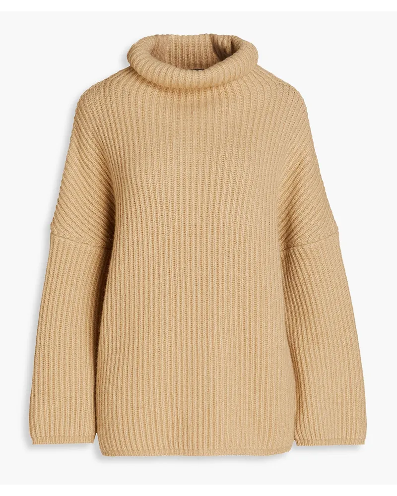 Maje Ribbed alpaca-blend turtleneck sweater - Neutral Neutral