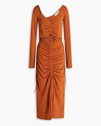 NICHOLAS Shayla cutout ruched stretch-jersey midi dress - Brown Brown