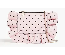 Ruffled polka-dot leather shoulder bag - Pink