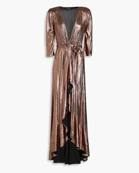 Retrofête Flora metallic jersey midi wrap dress - Metallic Metallic