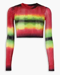 ARG Cropped tie-dyed pointelle-knit sweater - Red Red