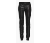 Coated mid-rise slim-leg jeans - Black
