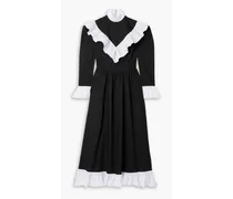 Carol two-tone ruffled cotton-poplin maxi dress - Black