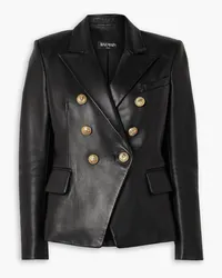 Balmain Double-breasted leather blazer - Black Black