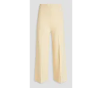 Cropped merino wool-blend wide-leg pants - White