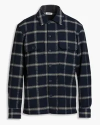 Sandro Checked cotton and wool-blend twill shirt - Blue Blue