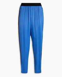 By Malene Birger Grosgrain-trimmed cady tapered pants - Blue Blue