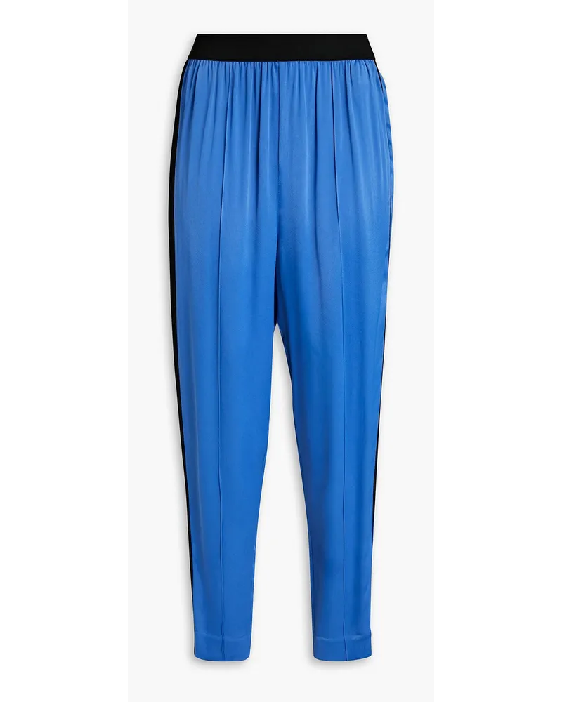 By Malene Birger Grosgrain-trimmed cady tapered pants - Blue Blue