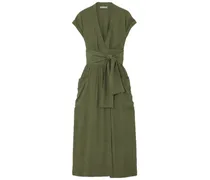 Clarissa poplin midi wrap dress - Green