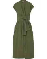 THREE GRACES Clarissa poplin midi wrap dress - Green Green