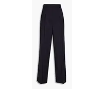 Pleated wool-twill wide-leg pants - Blue