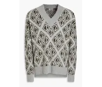 Jacquard-knit wool and cashmere-blend sweater - Gray