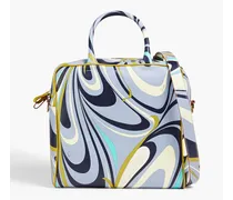 Printed leather tote - Blue