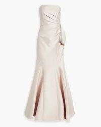 Badgley Mischka Strapless bow-detailed faille gown - Pink Pink