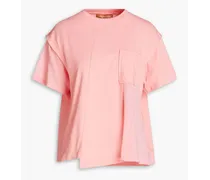 Paneled cotton-jersey T-shirt - Pink