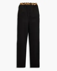 Sandro Satin-paneled cotton tapered pants - Black Black