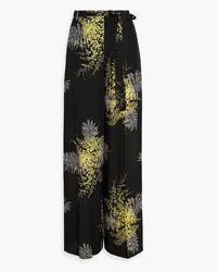 Valentino Garavani Printed silk-crepe wide-leg pants - Black Black