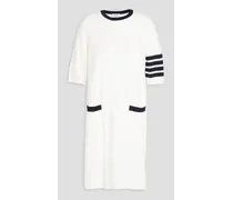 Striped intarsia cotton mini dress - White