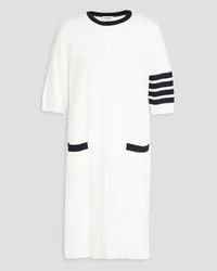 Thom Browne Striped intarsia cotton mini dress - White White