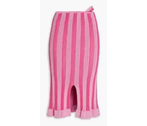 Gelato cutout striped stretch cotton-blend midi skirt - Pink