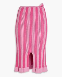 Jacquemus Gelato cutout striped stretch cotton-blend midi skirt - Pink Pink