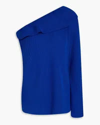 RED Valentino One-shoulder ruffled ribbed wool sweater - Blue Blue