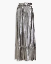 Retrofête Gathered metallic jersey maxi skirt - Metallic Metallic