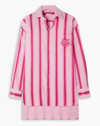 Etro Oversized embroidered striped cotton and silk-blend shirt - Pink Pink