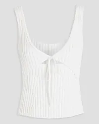 Vince Ribbed-knit cotton-blend tank - White White