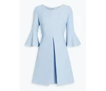 Pleated wool and silk-blend mini dress - Blue