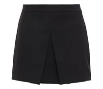 Skirt-effect pleated twill shorts - Black