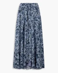 Altuzarra Pythia twist-front floral-print cotton-blend poplin maxi skirt - Blue Blue