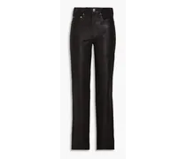 Harlow leather straight-leg pants - Black