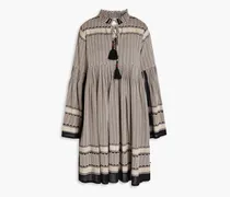 Souzarica tasseled pleated cotton-jacquard dress - Neutral