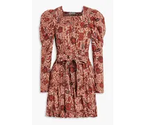 Nailah floral-print cotton-blend mini dress - Red