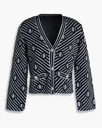 Maje Metallic jacquard-knit cardigan - Blue Blue