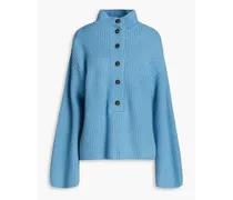 Vaplan ribbed cashmere turtleneck sweater - Blue