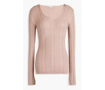 Ribbed silk-blend sweater - Pink
