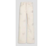 Crystal-embellished high-rise straight-leg jeans - White