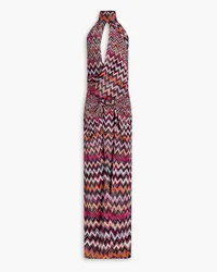 Missoni Metallic cutout crochet-knit halterneck maxi dress - Pink Pink