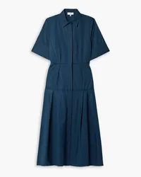 Lafayette148 Pleated cotton-poplin midi shirt dress - Blue Blue